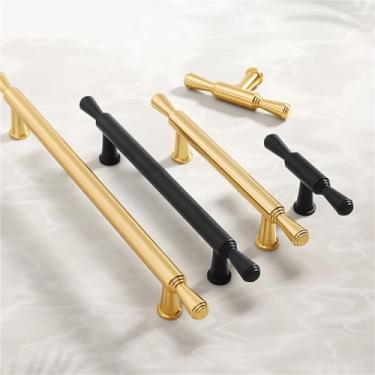 Imagem de Puxadores de porta de armário de móveis de liga de alumínio puxadores de gaveta simples guarda-roupa armário porta puxadores de móveis ferragens 1 peça (preto 128 mm)