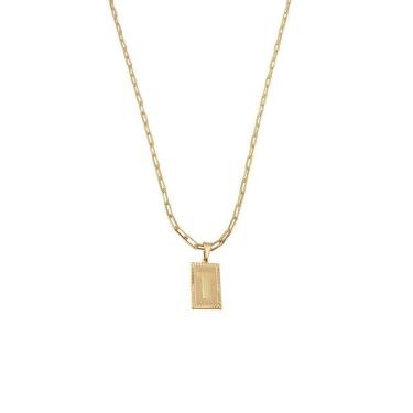 Imagem de Cordão 50Cm Masculino Feminino Pingente Letra T Banhado Ouro