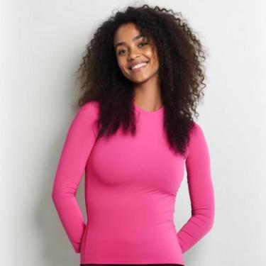 Imagem de Camiseta Feminina Manga Longa Uv50 Inverno/verão Dry Fit Rosa Neon - E
