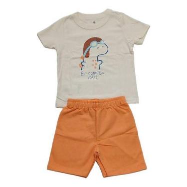 Imagem de Conjunto Mangas Curtas Infantil Bebê Menino - Malwee Kids, Creme com l