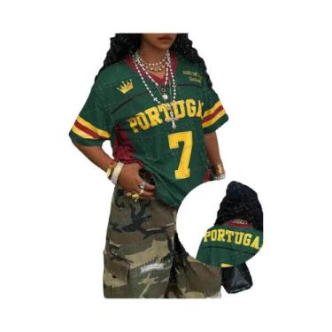 Imagem de Camiseta Feminina De Verão Com Cores Contrastantes, Decote Em V, Manga