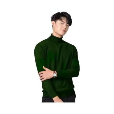 Imagem de Suéter Masculino De Gola Alta Em Mistura De Cashmere E Algodão Para Ou