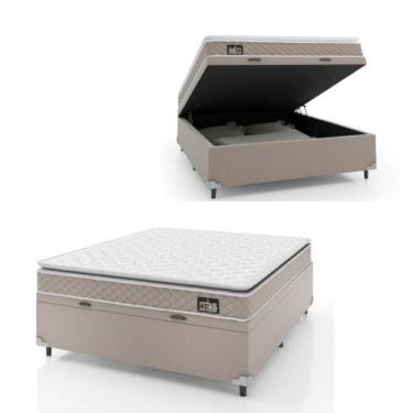 Imagem de Cama Box Baú Casal Colchão D45 Com Pillow Top Hellen Strong Bege 138x1