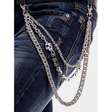 Imagem de Corrente de calça em camadas com design de esqueleto para homens e mulheres Halloween, Medium, Metal não precioso, Sem Pedra Preciosa