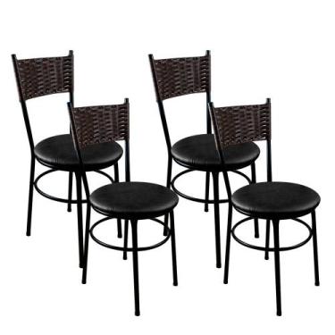 Imagem de 4 Cadeiras Para Cozinha Viena Marrom Cor:Preto - Laumar, Preto