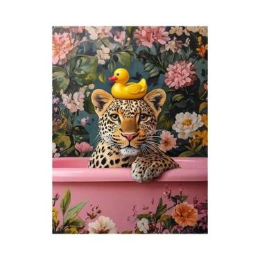 Imagem de Arte Em Tela De Pintura Abstrata De Animais Coloridos: Tigre, Chita, G