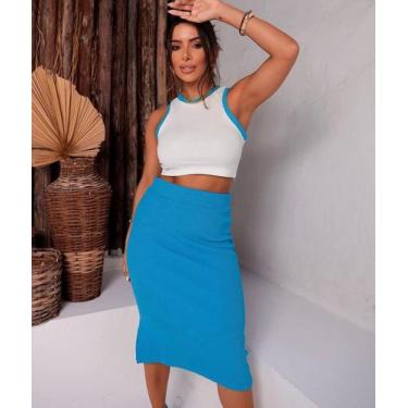 Imagem de Conjunto feminino algodão tendência - Roberta moda , Azul, P