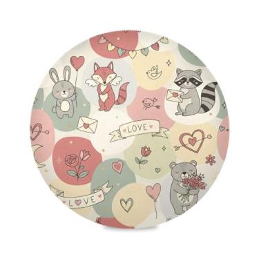 Imagem de Wassud Jogo americano com tema de amor, animais, tapetes redondos para cozinha e jantar, tapetes laváveis e resistentes ao calor, decoração de mesa 39 cm