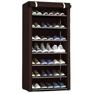 Imagem de Sapateira Organizadora 9 Andares para 27 Pares | Armário Multiuso Desmontável Fácil de Montar para Casa e Quarto(MARROM 7 ANDARES)