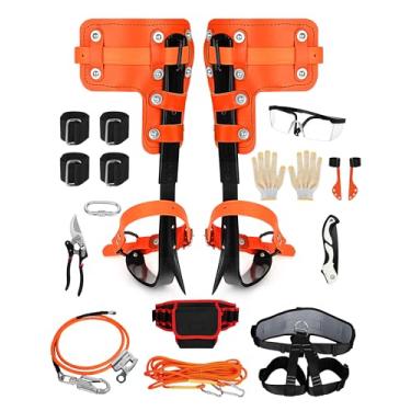 Imagem de Xeoca Conjunto de pontas de escalada em árvores, capacidade de carga de 158 kg, 1 par de esporas de escalada, equipamento de escalada em árvores com tiras e protetores de pontas, equipamento arborista