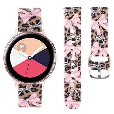 Imagem de Linda pulseira estampada com laço de leopardo compatível com Galaxy Watch 7 6 5 4/Active 2 de 40 mm e 44 mm/5 Pro/6 Classic de 47 mm/Watch 4 Classic, de silicone macio de 20 mm, com design de padrão