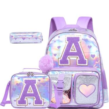 Imagem de HTgroce Mochila para meninas, escola primária, conjunto de mochila escolar, bolsa de livros pré-escolar com lancheira estojo de lápis