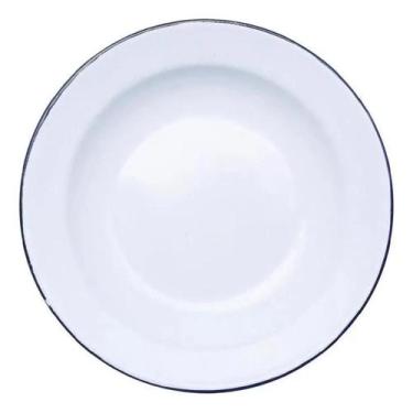 Imagem de Prato Esmaltado Branco 22cm Fundo Cozinha Rustico - Metallouça