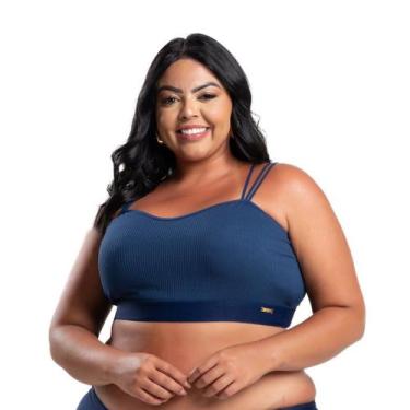 Imagem de Top Plus Size Cropped Sutiã Soutien Conforto Marina Suede Canelado - I