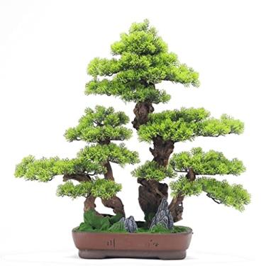 Imagem de Árvore artificial, pinheiro, bonsai, decoração de plantas, vaso de cerâmica verde, planta de casa artificial adequada para jardim, decoração de casa, árvore falsa