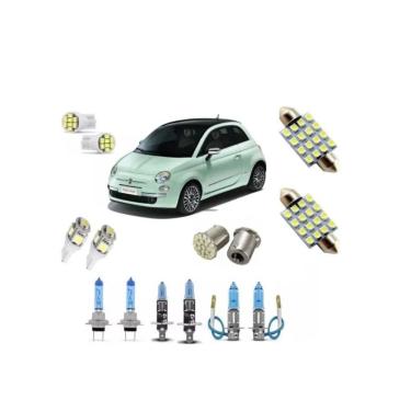 Imagem de Kit Lampadas Fiat 500 Super Branca + Led Tipo Xenon