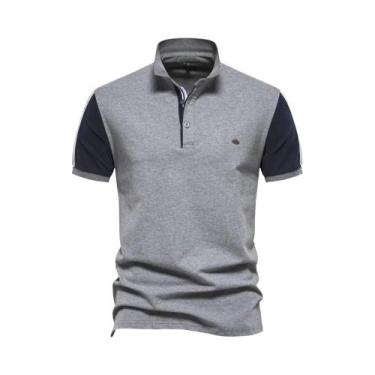 Imagem de Camisa Polo Masculina De Verão Com Estampa Em Patchwork, Manga Curta, 