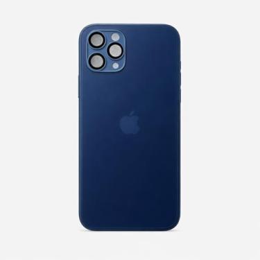 Imagem de Capinha de Vidro Reforçada para iPhone com Proteção Completa da Câmera com Design Premium Resistente a Riscos (Azul Marinho, iPhone 12 Pro Max)