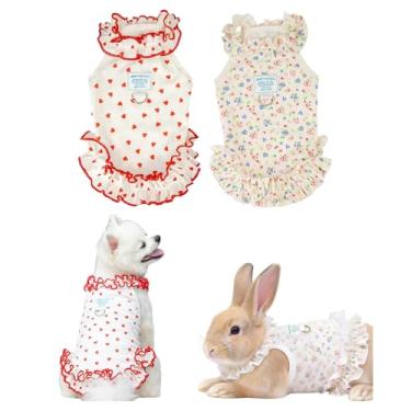 Imagem de Vestido de coelho para animais de estimação, saia floral para filhotes, vestido de princesa confortável e fofo, roupa compatível com coleira, adequado para coelhos, filhotes, gatinhos e outros animais