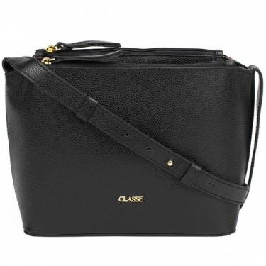 Imagem de Bolsa Classe Couro Crossbody Tati Feminina Preto, Preto, UN