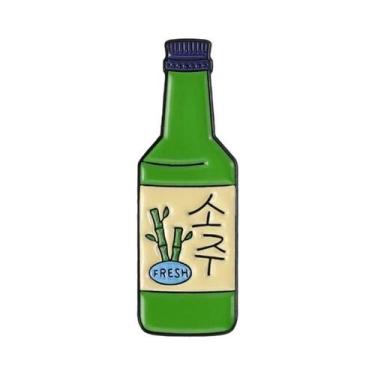 Imagem de Broche Esmaltado De Soju Rosa, Verde E Pêssego, Emblema De Vinho, Ador