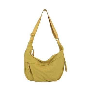 Imagem de Bolsa De Ombro Grande Feminina Em Tecido Macio De Cor Sólida, Estilo C