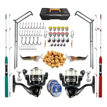 Imagem de Kit De Pesca Duplo Vara 2 Partes Molinete E Acessórios Completo - Jaú 