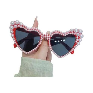 Imagem de Óculos De Sol De Luxo Para Mulheres Com Pérolas Em Forma De Coração UV
