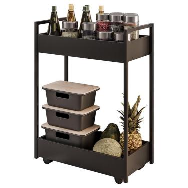 Imagem de Carrinho Gourmet De Apoio Industrial 2 Prateleiras Sara M24 Preto - Mpozenato