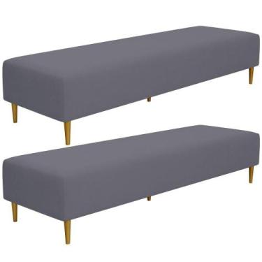 Imagem de Kit 02 Puffs Decorativo Sala De Estar Bali W01 Pés Palito 210x60cm Sue