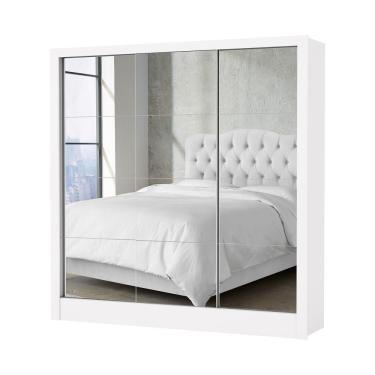 Imagem de Guarda Roupa Solteiro Santiago Premium 3 Portas 2 Gavetas Cem Espelho Carioca Moveis Branco