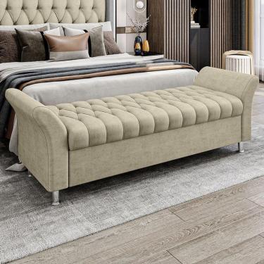 Imagem de Recamier Puff Estofado King 195 Cm ágata Veludo Bege