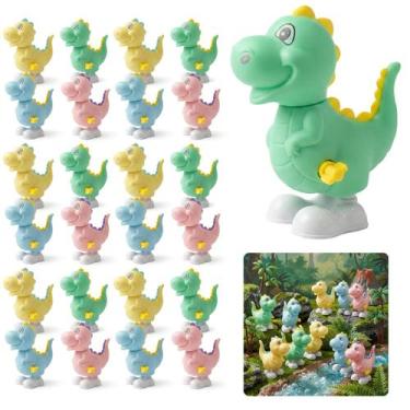 Imagem de Kit 24 Dinossauros Coloridos Com Movimento A Corda Brinquedo Interativ