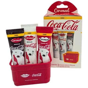 Imagem de Kit 3 Hidratante Labial Coca Cola Cor Vermelho, Incolor e Marrom 10g C