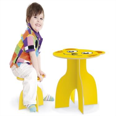 Imagem de Mesa Infantil Animalkids Tiger – Kit De Mesinha E Banquinho Didático Em Madeira
