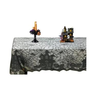 Imagem de Caminho De Mesa De Renda Teia De Aranha Preta Halloween 2024 Para Deco