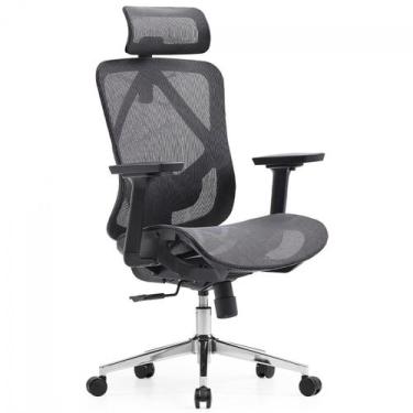 Imagem de Cadeira de Escritório Dr. Office Ergo, Cinza, Mesh, Altura Ajustável, 