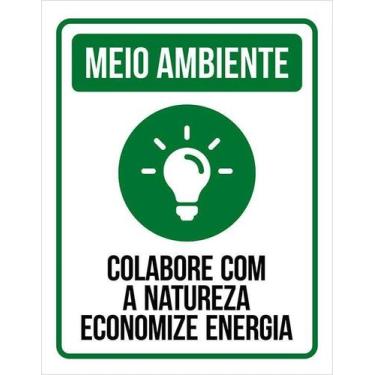 Imagem de Kit 3 Placa Acm Ambiente Colabore Natureza Energia 18X23 Branco - Sina