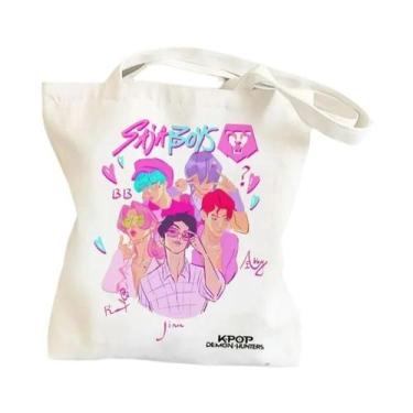 Imagem de Bolsa De Ombro Feminina De Lona Estampada Kawaii 25 Saja Dinner K-Pop 