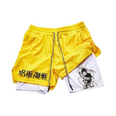 Imagem de Shorts de Ginástica Masculino Toji - Anime Impresso 2 em 1 - Calças de