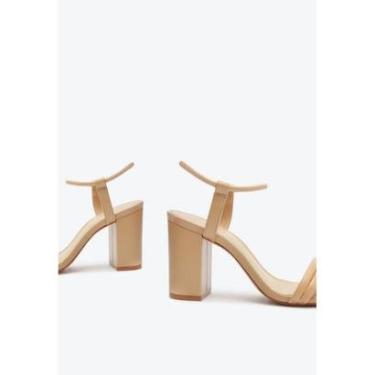 Imagem de Sandália Gimenez Com Salto Bloco em Couro Bege / Nude Schutz-Feminino