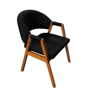Imagem de Cadeira Milano Estofada em Veludo com Base de Madeira Preto Liberty Móveis