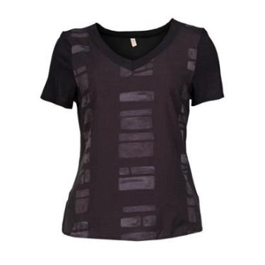 Imagem de Blusa Feminina Cativa Estampada Gola V Preto-Feminino