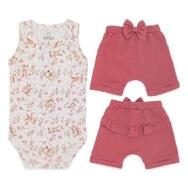 Imagem de Conjunto Body Regata/Shorts Menina Coelho E Rosas Mini & Co-Feminino