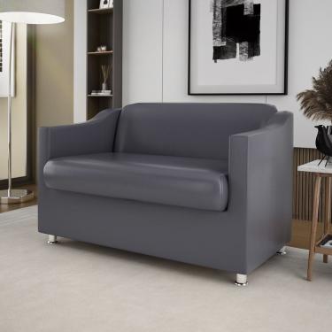 Imagem de Namoradeira Poltrona Decorativa Confortável Courino Cinza Balaqui Decor