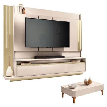 Imagem de Home Theater Montane Off White Champanhe com Mesa de Centro Liz Off Wh