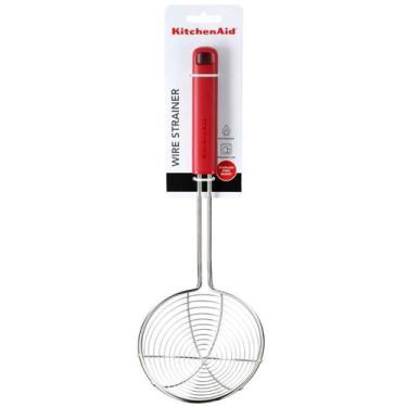 Imagem de Escumadeira de Aço Inox com Alça Vermelha 39cm KitchenAid KHA010OHEREG