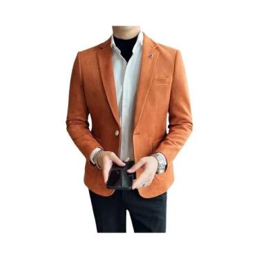 Imagem de Blazer Masculino Slim Fit De Veludo Luxuoso Em Couro De Cervo Para Neg