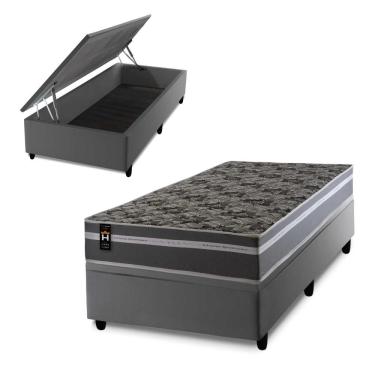 Imagem de Conjunto Box Baú Miami Cinza 96x203x69 Espuma D33 King House