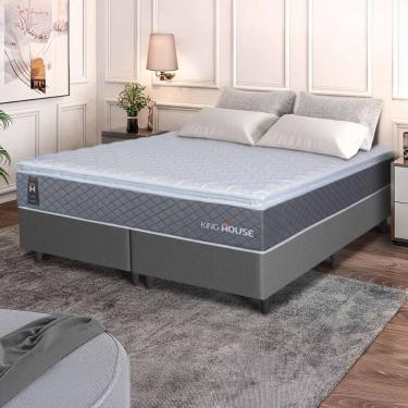 Imagem de Conjunto Box Argel Espuma D33 Queen 158x198 Cinza King House